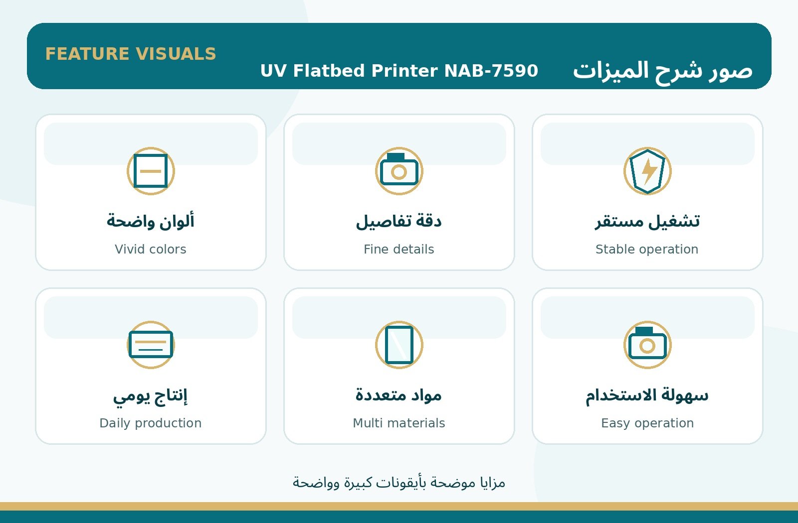 شرح ميزات UV Flatbed Printer NAB-7590